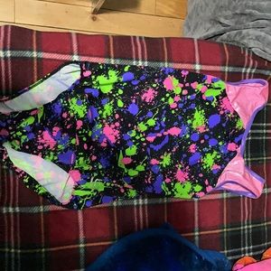Paint splattered style leotard adult large